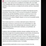 RECHAZO Y CONDENA AL CRIMEN CONTRA PERIODISTA EN VERACRUZ