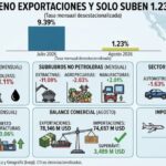 FRENO EN EXPORTACIONES: APENAS 1.23%